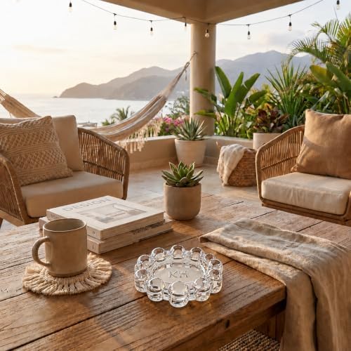 khtumeware Chic Clear Bubble Glass Candle Dish – Modern Clear Glass Candle Holder for Tealights & Diffusers, Decorative Tray for Home & Tabletop Decor（2 Pack） - Image 6