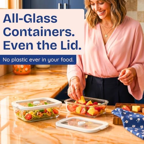 Ziruma Non-Toxic Glass Food Containers with Lids, 4-Pack, Multi-Size, Gray - Image 2