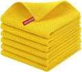 Homaxy 100% Cotton Waffle Weave Kitchen Dish Cloths 6-Pack, Yellow by Homaxy