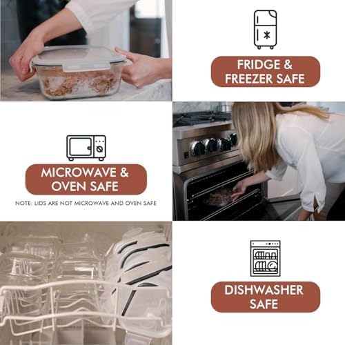 Razab 10 Cups/ 80 Oz 4 Pc (Set of 2) Glass Food Storage Containers with Airtight Locking Lids For Storing & Serving Food. BPA Free & Leak Proof - Microwave, Dishwasher, Fridge, Freezer, Oven Safe - Image 5