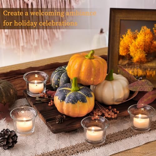 LETINE 24pcs Clear Tealight Candle Holder & 24pcs White, Smokeless, Unscented Soy Wax Tea Candles - Votive Candle Holders, Tea Lights Candles for for Spring Decorations,Weddings Decor - Image 4
