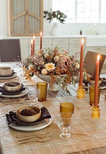 Vixdonos Taper Glass Candlestick Holders Tealight Candle Holders for Table Centerpieces, Wedding Decor and Dinner Party (3 Pcs, Amber) - Image 5