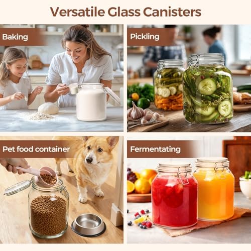 ComSaf Glass Pantry Jars with Airtight Lids 0.7 Gallon 2 Pack Wide Mouth - Image 6