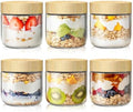 10 oz Overnight Oats Containers with Bamboo Lids, Glass Mason Jars 6 Pack by HomArtist