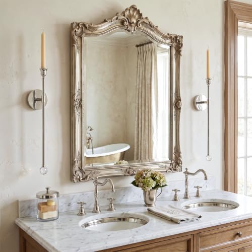 20" Wall Mounted Candle Sconce, 4 Pcs, Silver - Image 5