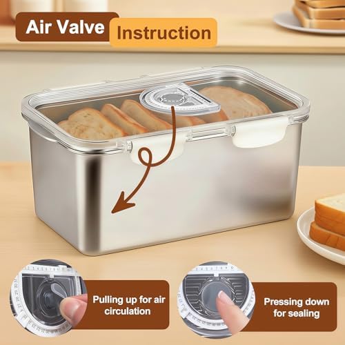 Gifhomfix Bread Box 304 Stainless Steel Bread Container, Dishwasher Safe Bread Storage for Homemade Bread, Time Recording Bread Storage Container with Lid and Handle - Image 5