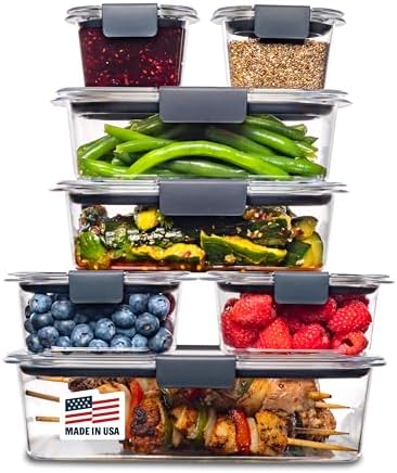 Rubbermaid Brilliance Food Storage Containers, 14 Piece Plastic Containers with Lids, BPA-Free, Leak Proof, Clear by Rubbermaid