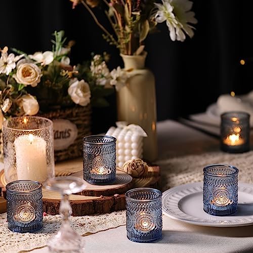 DARJEN Blue Votive Candle Holders Set of 36 - Votive Candle Holders Bulk, Glass Candle Holder for Party Decoration, Tea Lights Candle Holders for Wedding - Image 4