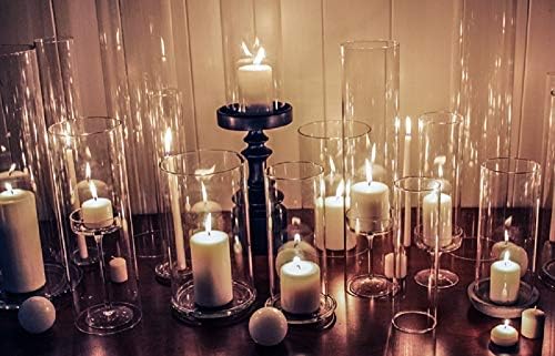 CYS EXCEL 2 PCS (H:14" D:6") Open Ended Glass Hurricane Candleholder Tube Shade | Open Flame Candle Chimney Tube Cover | Bottomless Cylinder - Image 5