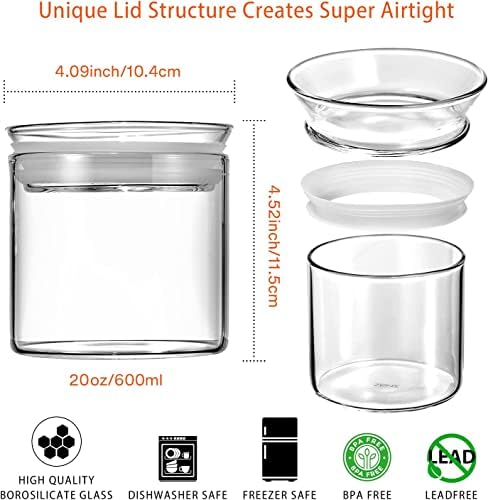 ZENS 17oz Glass Jars with Airtight Lid, Set of 4 Small Glass Storage Jars - Image 2