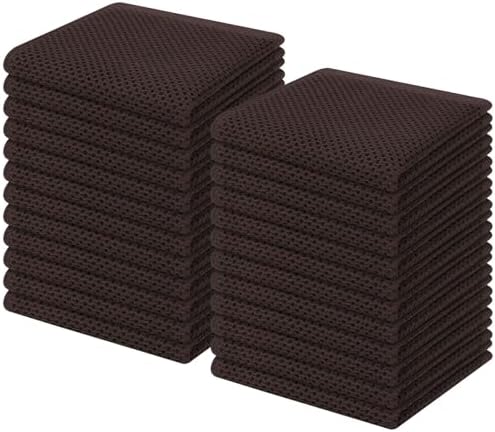 Homaxy 100% Cotton Waffle Weave Kitchen Dish Cloths 24-Pack, Dark Brown by Homaxy