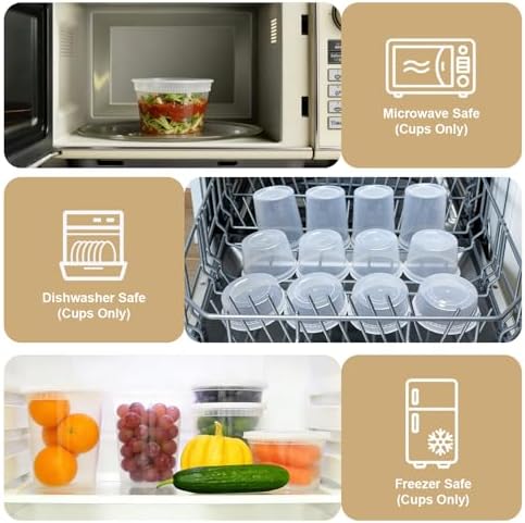 Clawsoff 60 Sets Deli Containers with Lids Disposable Plastic Food Storage - Image 5