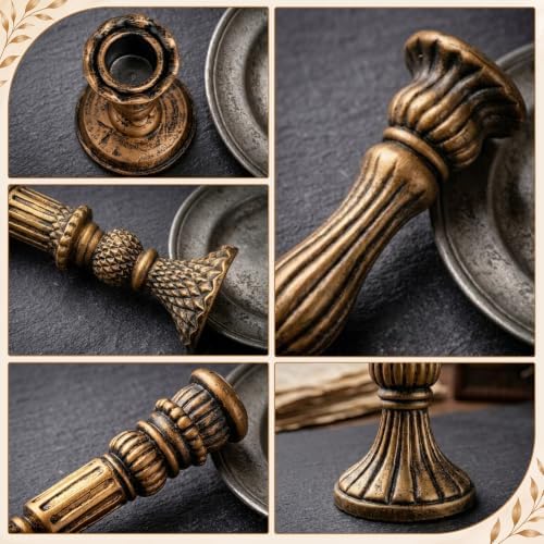 8 Pcs Christmas Vintage Candlestick Holders, Bronze - Image 4