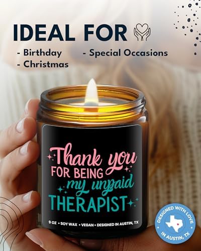 Funny Candle for Best Friend, Thank You for Being My Unpaid Therapist Candle, Unique Best Friend Candles for Women, Funny Friendship Gifts, Gifts for Bestfriends, Birthday, Christmas, Gift-Ready - Image 3
