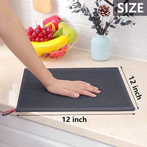 Homaxy 100% Cotton Waffle Weave Kitchen Dish Cloths 24-Pack, Dark Grey - Image 5