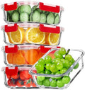 VERONES 5 PACK 36 OZ Glass Meal Prep Containers Set with Lids, Red by VERONES