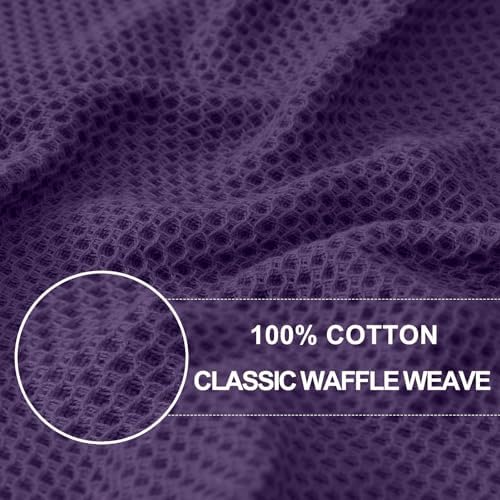 Homaxy 100% Cotton Waffle Weave Kitchen Dish Towels 4-Pack, Eggplant - Image 2
