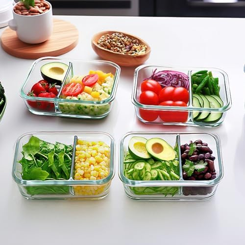 M MCIRCO 10 Pack,30 oz, 2 Compartments Glass Meal Prep Containers with Lids - Image 5