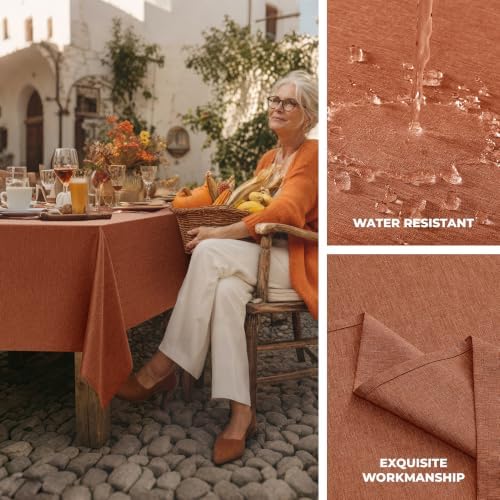 Decorelia Fall Rectangle Tablecloth for Dining Table Burnt Orange,60"x120" - Image 3