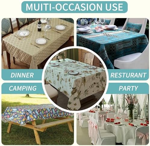 Rectangle Table Cloth,100% Waterproof Tablecloth Oil Proof Spill Proof Vinyl Table Cloth, Wipe Clean Plastic Table Cover for Dining, Camping, Indoor and Outdoor 54" x 84",Magpie - Image 6