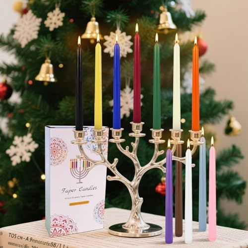 YOROXRG 24 Colored Taper Candles, 7-8 Hours Burn Time, Unscented, Smokeless and Dripless, 0.75 x 10 Inch Dinner Candle Set for Household, Wedding, Party and Home Décor Candlesticks - Image 2