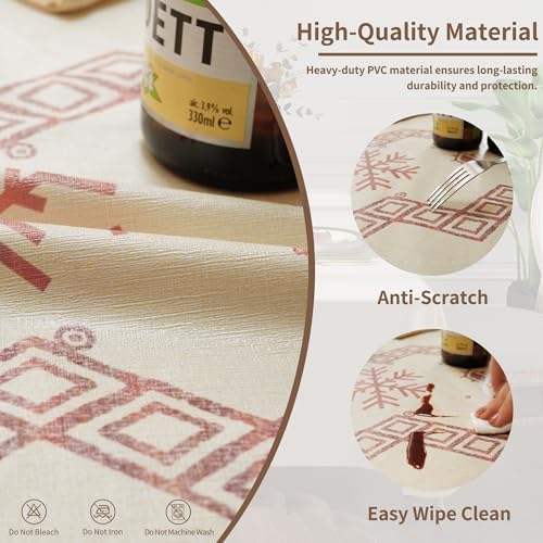 Rectangle Table Cloth,100% Waterproof Tablecloth Oil Proof Spill Proof Vinyl Table Cloth, Wipe Clean Plastic Table Cover for Dining, Camping, Indoor and Outdoor 54" x 78",Snowflake - Image 3