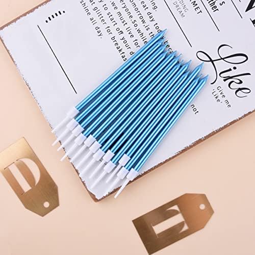 PHD CAKE Blue Long Thin Metallic Birthday Candles, Cake Candles, Birthday Parties, Wedding Decorations, Party Candles - Image 3