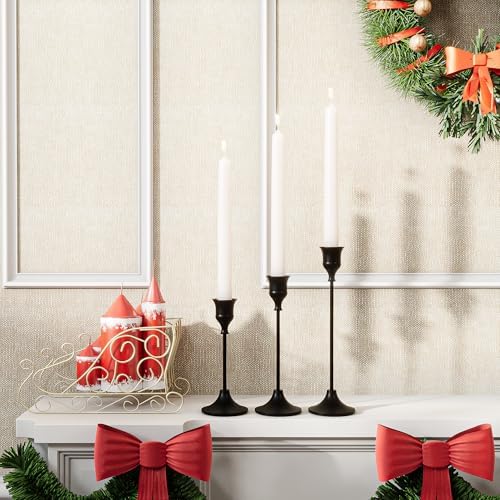 NLBTW Black Candlestick Holders, Metal Taper Candle Holder, Set of 3 - Image 4
