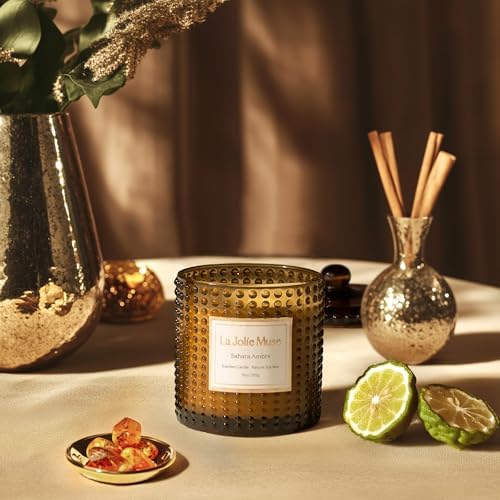LA JOLIE MUSE Sahara Amber Scented Candles for Home, Natural Soy Wax 55 Hrs - Image 3