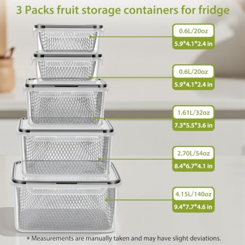 5 PCS Large Fruit storage Containers for Fridge Food Storage Containers - Image 2