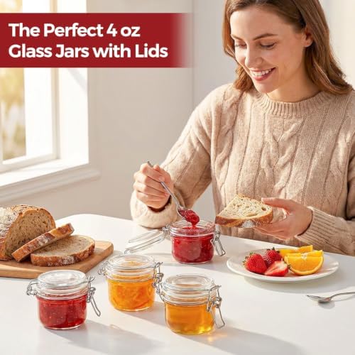 Small Glass Containers with Airtight Lids 4 oz 6 Pack Mini Jam Jars - Image 6