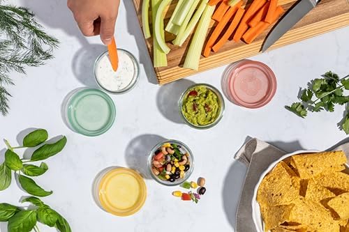 Ello Color Lock 4oz Glass Condiment Containers with Lids, 3 Pack, Desert - Image 2