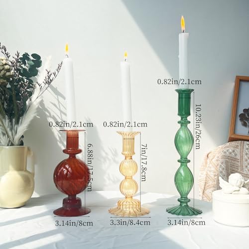 3pcs Glass Candlestick Holders Set of 3 for Decor Fall Taper Candle Stand - Image 5