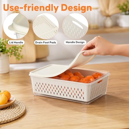 4 Pack Fruit Storage Containers for Fridge, Plastic Food Storage Container - Image 6
