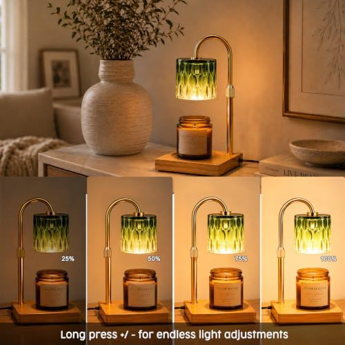 TOACSUCP Candle Warmer Lamp with 3 Bulbs, Adjustable Height Dimmable Candle Warmer with Timer, Compatible with Large Jar Candles, Candle Lamp with Charming Gift Box Ribbon for Her/Him (Gradient Green) - Image 3