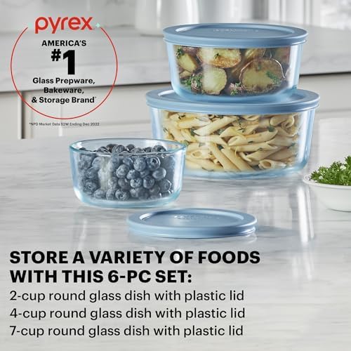 Pyrex Colors Tinted (6-Piece) Small/Medium Round Food Storage Containers - Image 2