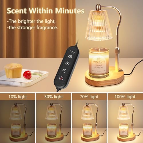 seenlast Candle Warmer Lamp, Candle Lamp Warmer with Timer Dimmer Adjustable Height, Electric Wax Warmer Vintage Home Decor,Candle Melter Light for Scented Jar Candles, Gifts for Mom (Golden) - Image 4
