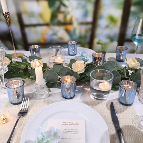 LETINE Blue Votive Candle Holders Set of 36 -Mercury Glass Candle Holders for Wedding & Baby Shower Decor - Ideal for Bridal Shower & Centerpieces for Tables - Image 4