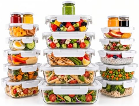 Razab 40 PC Set Leakproof Glass Food Storage Containers with BPA Free Lids by RazabHomeGoods