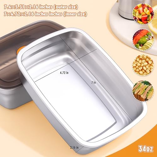 10 Pack Stainless Steel Food Storage Containers with Airtight Leak-Proof Lids, 34oz Reusable Meal Prep Lunch Boxes, Freezer & Dishwasher Safe Metal Containers for Leftovers & Snacks - Image 3