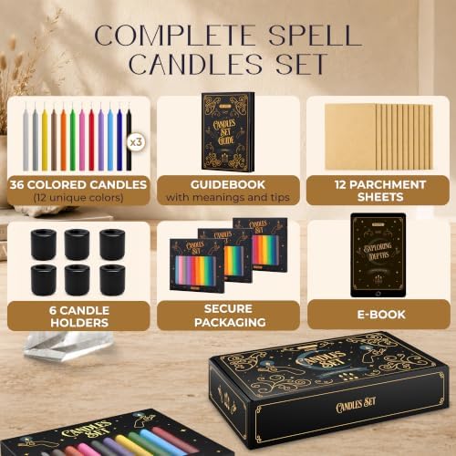 Wyspell 36 Colored Spell Candles Set | 5" x 1/2" | Witchcraft & Decor - Image 2