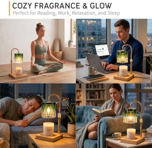 TOACSUCP Candle Warmer Lamp with 3 Bulbs, Adjustable Height Dimmable Candle Warmer with Timer, Compatible with Large Jar Candles, Candle Lamp with Charming Gift Box Ribbon for Her/Him (Gradient Green) - Image 5