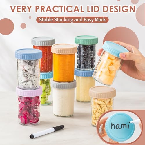 DRKIO 12 pcs Baby Food Storage Containers 8 Oz Small Glass Jars with Lids - Image 5