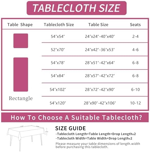 Rectangle Table Cloth,100% Waterproof Tablecloth Oil Proof Spill Proof Vinyl Table Cloth, Wipe Clean Plastic Table Cover for Dining, Camping, Indoor and Outdoor 54" x 102",Pink - Image 5