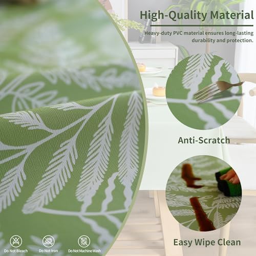 Rectangle Table Cloth,100% Waterproof Tablecloth Oil Proof Spill Proof Vinyl Table Cloth, Wipe Clean Plastic Table Cover for Dining, Camping, Indoor and Outdoor 52" x 70",Green Leaves - Image 3