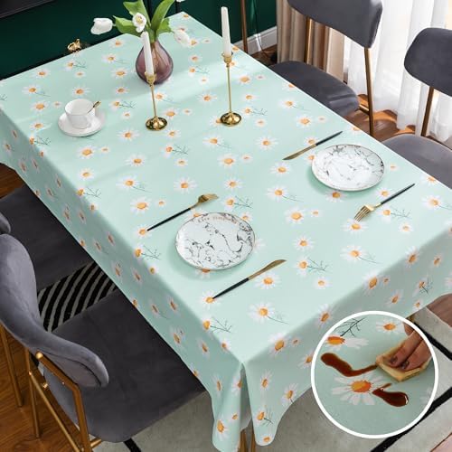 Rectangle Table Cloth,100% Waterproof Tablecloth OilProof SpillProof Vinyl Table Cloth, Wipe Clean Plastic Table Cover for Dining, Camping, Indoor and Outdoor 54" x 102",Mum Bloom - Image 2