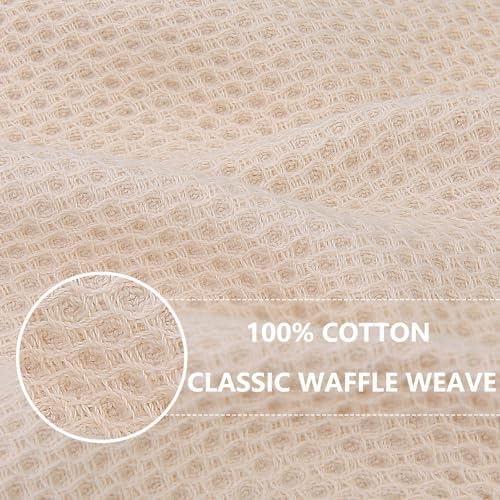 Homaxy 100% Cotton Waffle Weave Kitchen Dish Cloths 6-Pack, Beige - Image 2