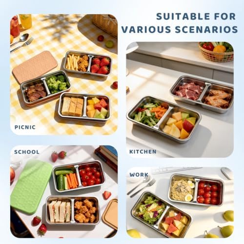15 oz Snack Containers for Kids, Stainless Steel Lunch Box 3 Pack - Image 6