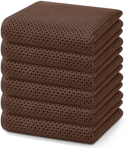 Homaxy 100% Cotton Waffle Weave Kitchen Dish Towels 6-Pack, Coffee by Homaxy