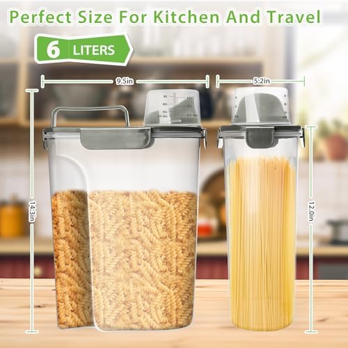 Viretec Rice Storage Container, 5 to 10lb Dry Food Airtight Dispenser, Pet Dog Cat Food Canister, BPA Free Clear Plastic Kitchen and Pantry Organization Bin for Oatmeal, Grain, Cereal, Pasta, Flour - Image 2